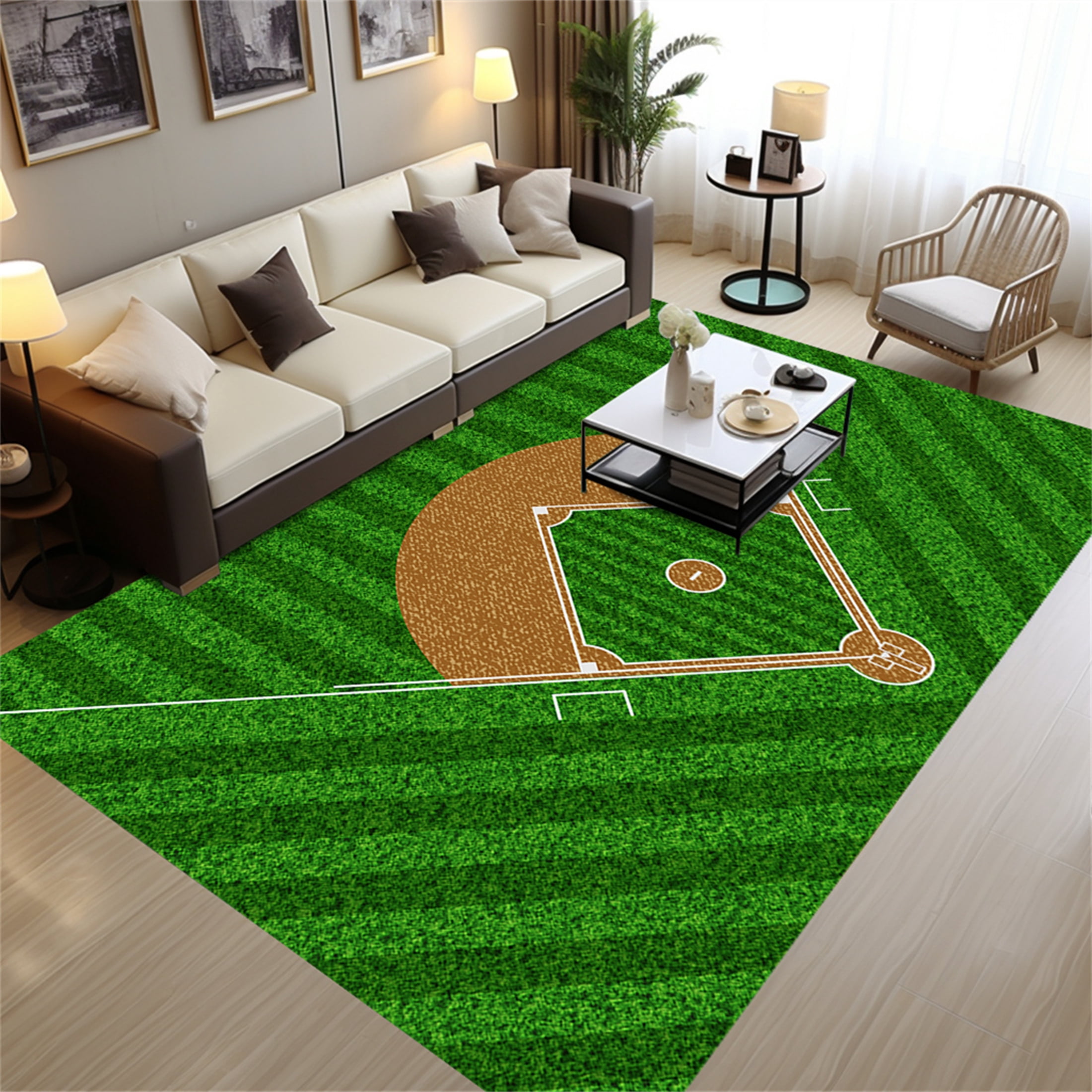 Baseball Rug for Bedroom 3'x5' Non Slip Sports Rug for Bedroom Living Room Baseball Room Decor