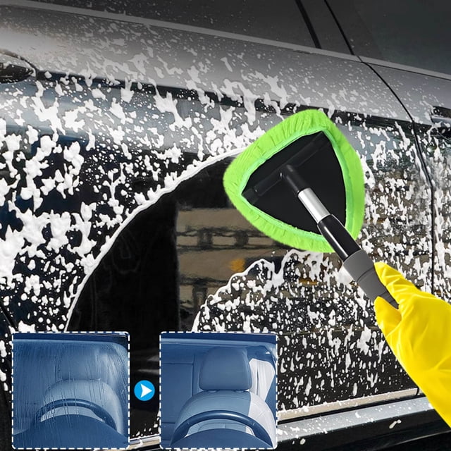 Lunxisen 2 Pcs Windshield Cleaning Tool Windshield Cleaning Wand Auto Window Cleaner, Reusable Cloth Pads for Car Interior, Dirty Car Washing Brushes.