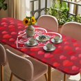 thumbnail image 3 of Valentine's Day Table Cloths for 8 Foot Rectangle Tables, Red Love Heart Romantic Minimalist Patio Waterproof Elastic Fitted Tablecloths, Washable Rectangular Table Cover for Camping, 3 of 8