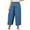 Blue, variant on ABATAB Plus Size Capri Pants for Women Smocked Baggy Wide Leg Cropped Pants Loose Fit Casual Summer Beach Capri Trousers