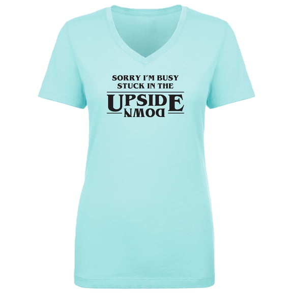 Stuck In The Upside Down Womens V-Neck T-Shirt
