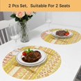 thumbnail image 5 of Yellow Khaki Boho Round 15 Inch Placemats Set of 2, Vintage Ethnic Tribe Abstract Art HeatResistant Non Slip Place Mats for Dining Table, Wipeable Braided Kitchen Table Mats for Housewarming, 5 of 9