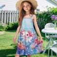 thumbnail image 3 of Uourmeti Girls Birthday Dress with Colorful Butterfly Print Midi Swing Dress for Girls Spaghetti Strap A Line Swing Short Dresses for Summer Playwear,3-4T, 3 of 7