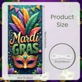 thumbnail image 2 of Golden Mask Mardi Gras Banner Colorful Feathers Carnival Display Purple Green Gold Beaded Decoration Festive Backdrop for Carnival Party Mardi Gras Celebration Festival Parade, 2 of 9