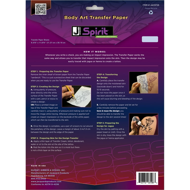 Jacquard Body Art Transfer Paper 10 Sheets/Pkg