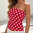 thumbnail image 5 of Yrmaups Strapless Polka Dot Tank Top for Women, Casual Boho Slim Crop Top, Stretchy Basic Tee for Party Vacation Beach Daily Wear, Wine XL, 5 of 7