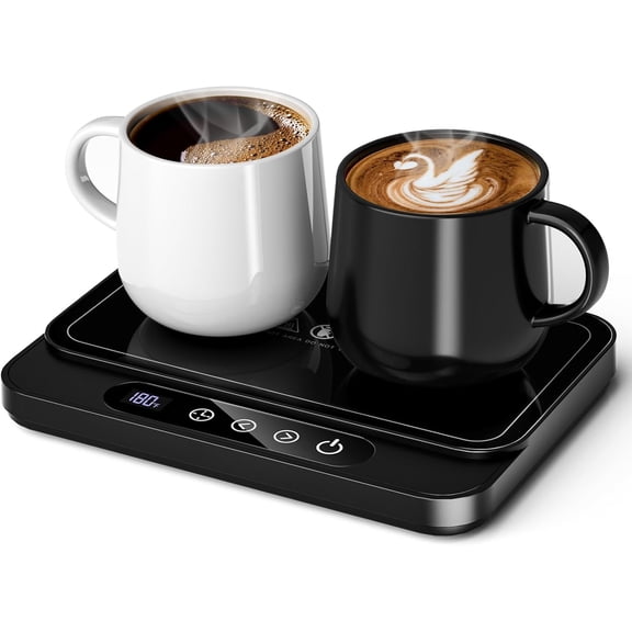 50W Large Heating Panel Mug Warmer with 6-Temp Settings, 8H Auto Shut-Off, 12H Timer, Ultra-Thin Design, Coffee Warmer for Desk, Ideal for Home, Office, and Travel (Black)