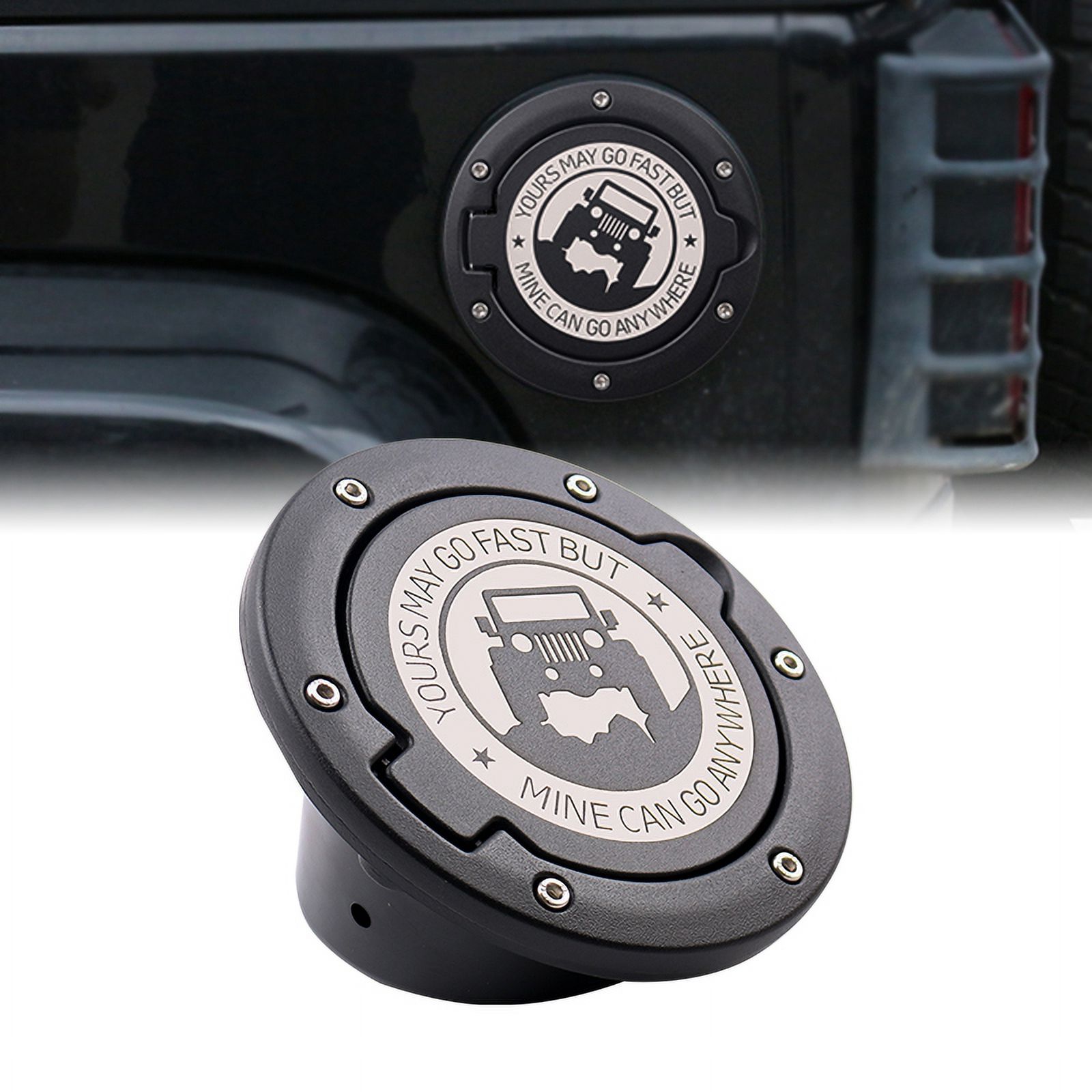 Black-Metal Gas Cap for Jeep Wrangler JK Unlimited 07-17, Precious Cover, Fuel Door, Top