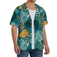 thumbnail image 2 of Pofeuu Tropical Leaves Print Mens Casual Short Sleeve Shirts Beach Summer Spread Collar Pocket Tops Men's Casual Short-sleeved Shirt-Medium, 2 of 5