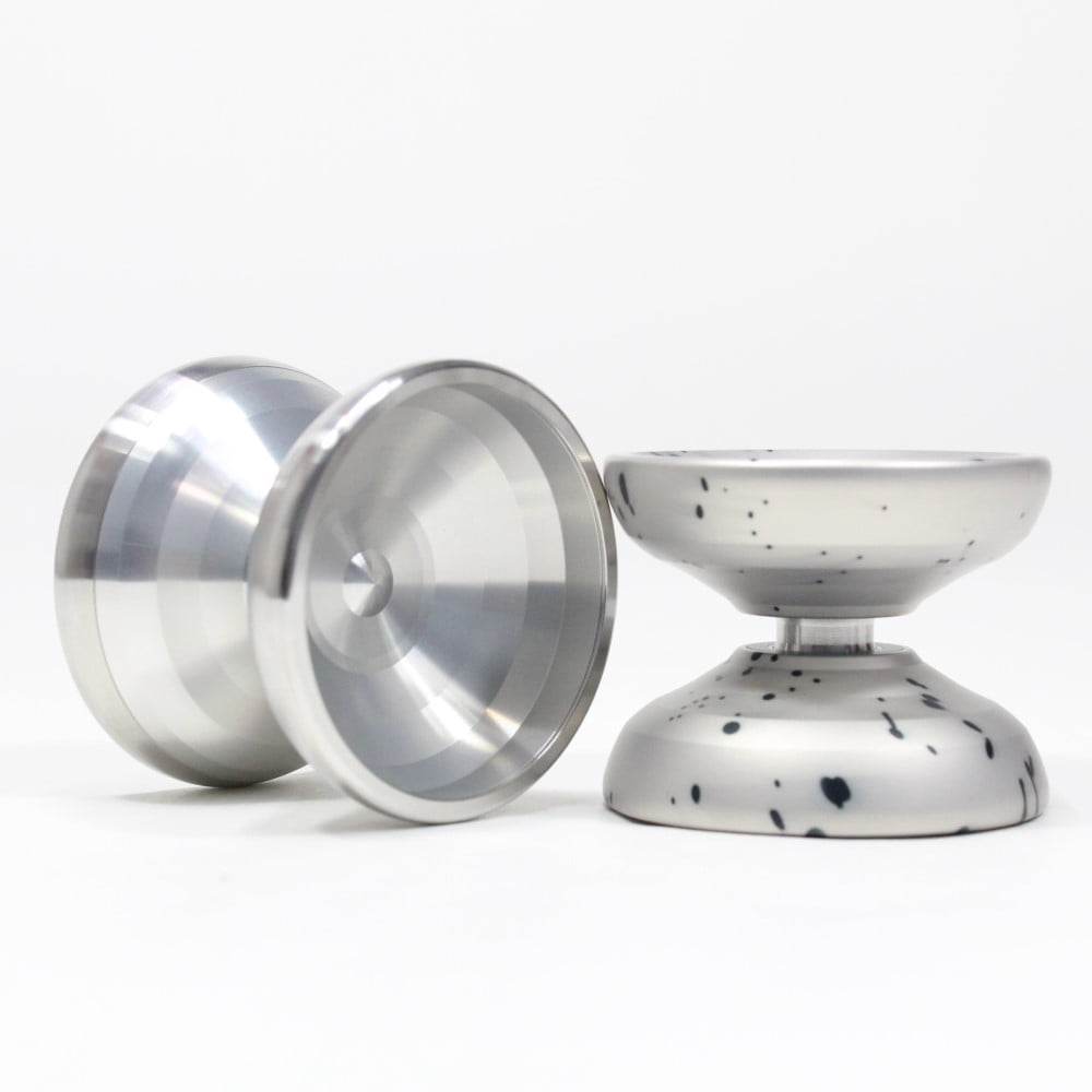 Unparalleled Ion and Anion Yo-Yo - Monometal and Bimetal YoYo Set (Ion Silver (Polish) Anion Silver Black Speckle (Blasted))