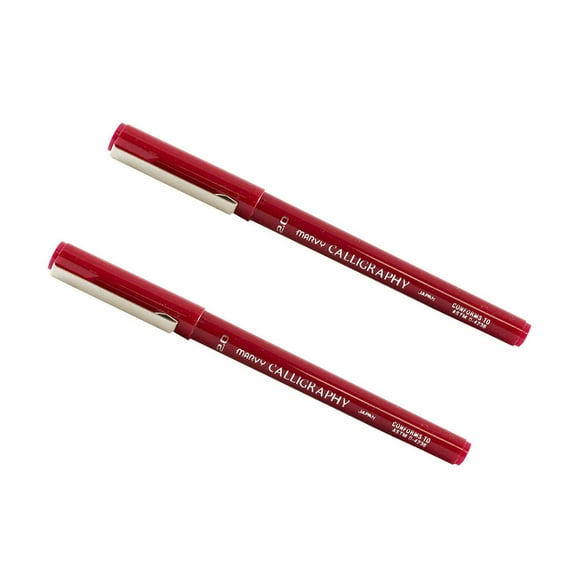 Marvy Uchida Calligraphy Pens, 2.0 mm, Red, 2/Pack