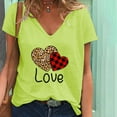 thumbnail image 1 of Hauts d'Entraînement d'Été Grande Taille pour Femmes, T-Shirt Décontracté Mode Ample à Col en V Imprimé à Manches Courtes, T-Shirt à Col en V pour Femmes en Liquidation, 1 of 3