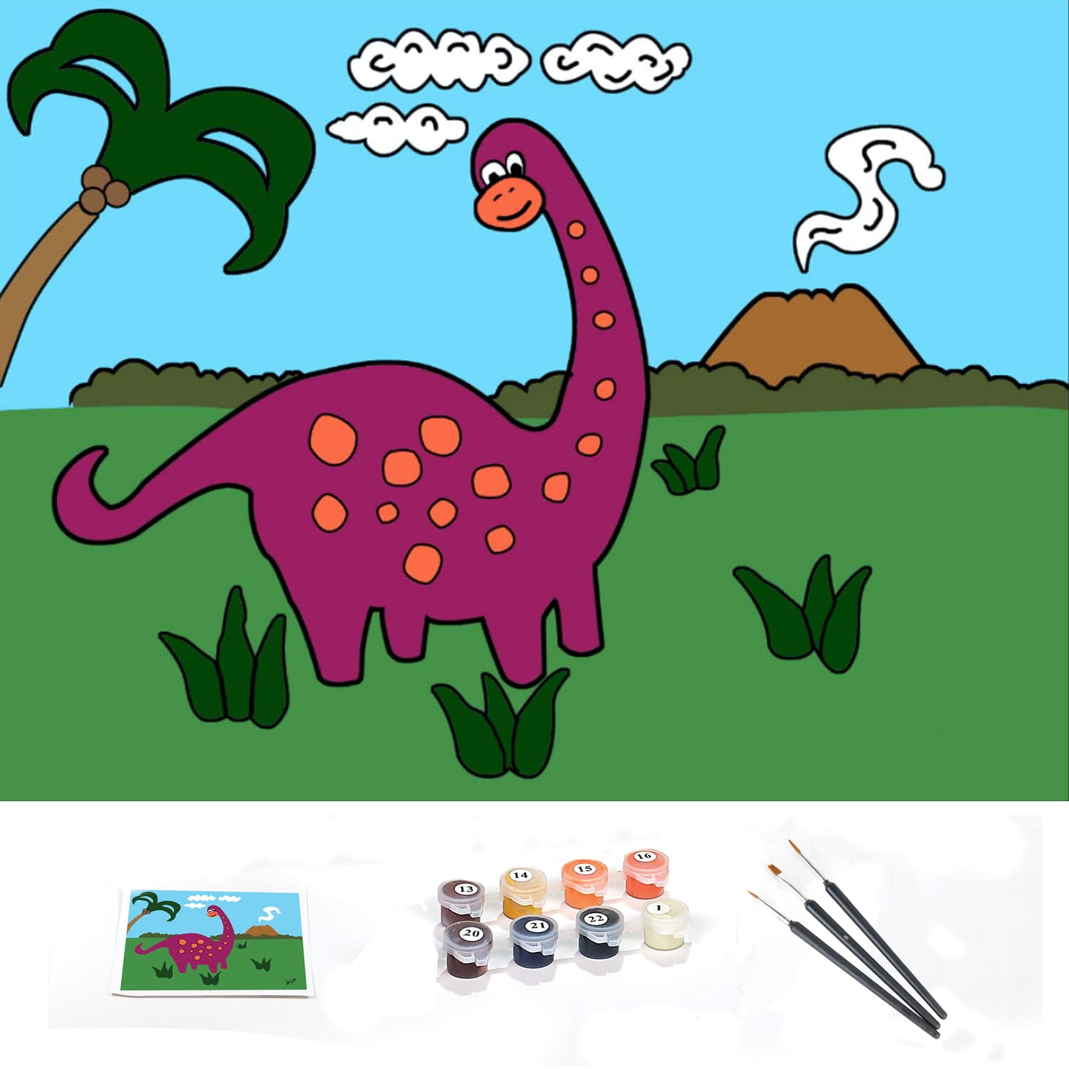 Ledgebay Beginners Paint by Number Kit PBN Art Set with Wood Handle