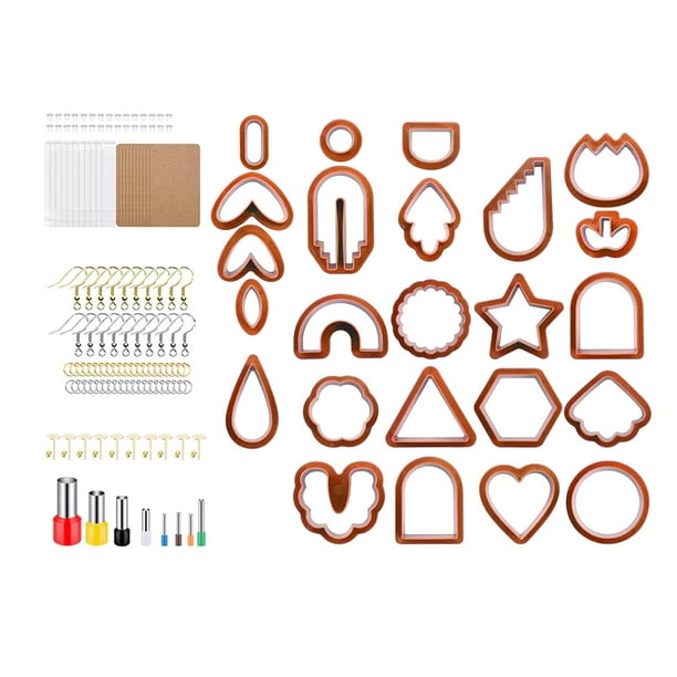 Juego de arcilla para pendientes de arcilla, tarjetas para pendientes, anillos de salto para hacer joyas, herramientas de bricolaje, arcilla Rojo 142 piezas