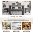thumbnail image 6 of 6-Piece Pack Dinette Set, Farmhouse Rustic Style Dining Table Set with Upholstered,Dark Gray, 6 of 10