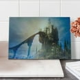 thumbnail image 2 of Medieval Cutting Board, Old Castle on the Hill Royal Stories of Middle Age Mist, Decorative Tempered Glass Cutting and Serving Board, Small Size, Grey Blue, by Ambesonne, 2 of 5