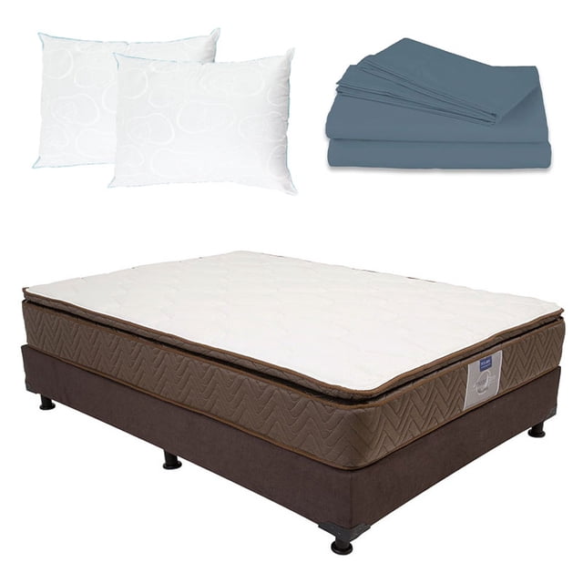 Colchón Queen Size Restonic Nautilus con Box y Sábanas 2 Almohadas de Osos