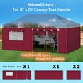 thumbnail image 5 of ALUVIERA Canopy Sidewall ONLY for 10'x20' Pop Up Canopy Party Tent with Zipper Door, 4 Pack,(Burgundy,19.7'x6.54'), 5 of 5