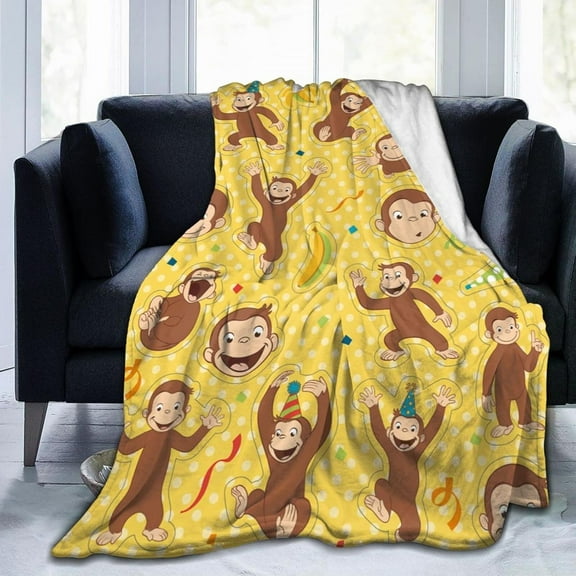 Curious George Blanket Fashion Ultra-Soft Throw Flannel Blankets for Couch Sofa Bed Home Outdoors Decorative Blankets