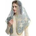 thumbnail image 2 of Mantveil Church Mantilla Catholic Veil: Velos para ir a la iglesia Chapel Lace Head Covering Spanish Mass Prayer Veil (Blue), 2 of 5