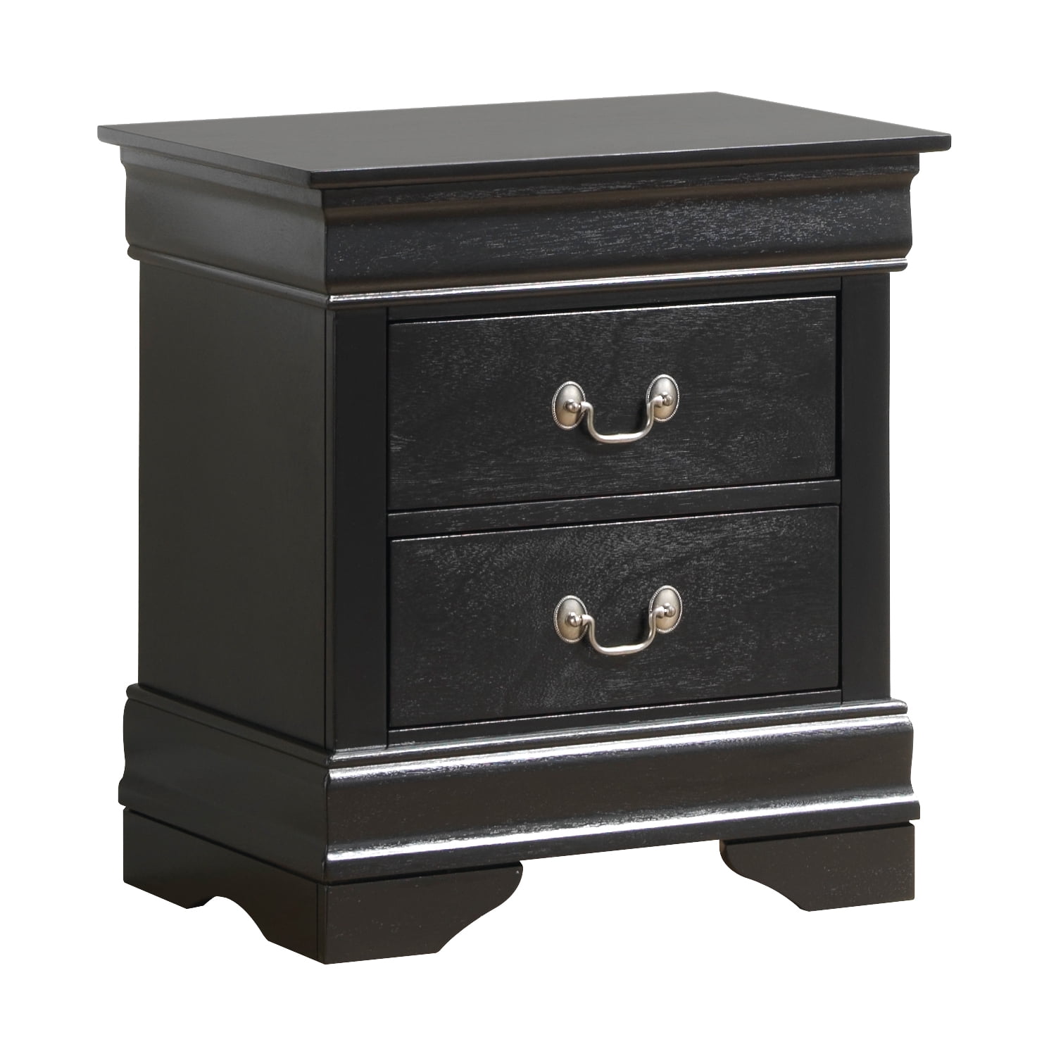 Glory Furniture Louis Phillipe 2 Drawer Nightstand in Black