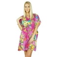 thumbnail image 2 of Bimba Women Cotton Kaftan Bridesmaid Short Pink Floral Chic Caftan, 2 of 5