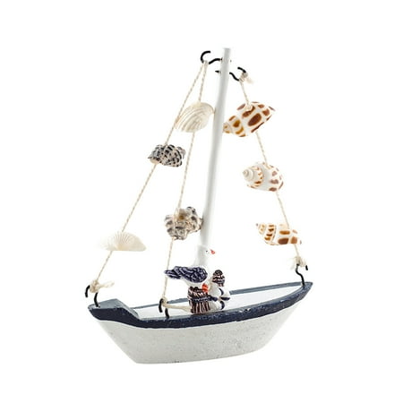 

REYYOISKA Home Nautical Wooden Sailboat Ornament Beach Decoration Retro Wooden Sailboat Beach Ornament Kitchen Bathroom Office Party Center Decoration