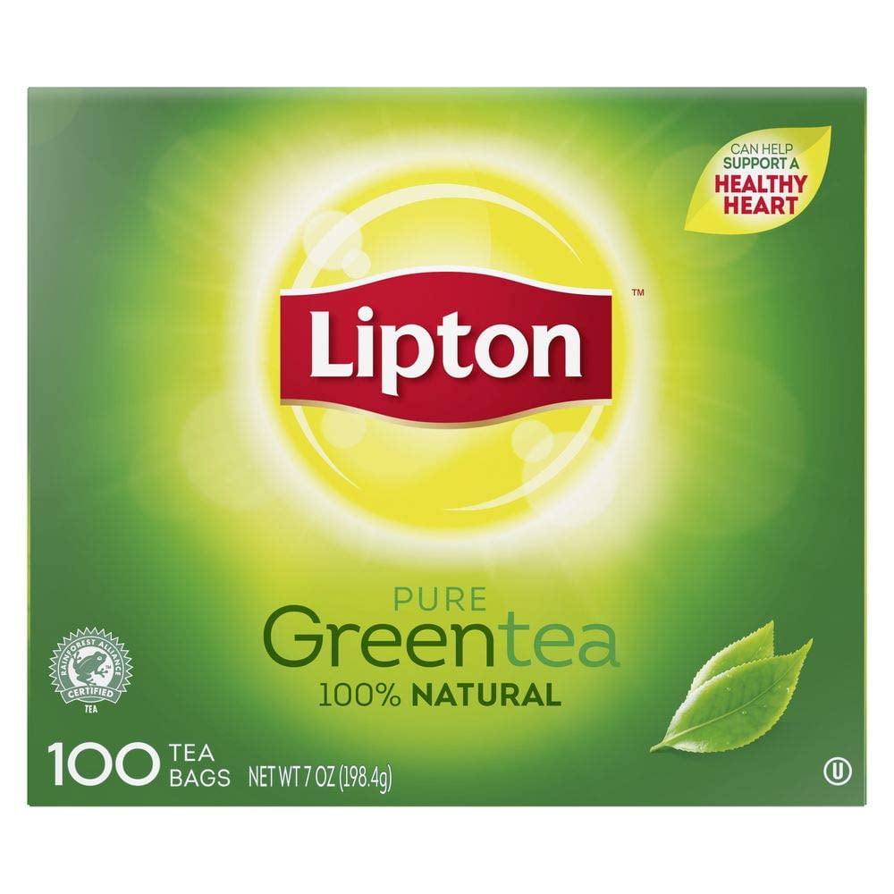 Lipton Green Enveloped Hot Tea Bags 100% Natural, Made with Tea Leaves Sourced from Rainforest Alliance Certified Farms, 100 count, Pack of 5