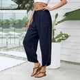 thumbnail image 6 of Women Wide Leg Pants Solid Color Plus Size Baggy Wide-Leg Pants Casual Elastic-Waistband Pocket Pants, 6 of 9