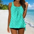 thumbnail image 4 of Tnhcen Women's Scoop Neck Printed Polka Dot Tankini 2-Piece Swimsuit Set, Adjustable Straps Built-in Bra No Underwire Tummy Control S-2XL Polyester Swimwear, 4 of 7