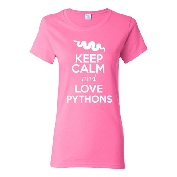 Ladies Keep Calm And Love Pythons Snake Animal Lover T-Shirt Tee