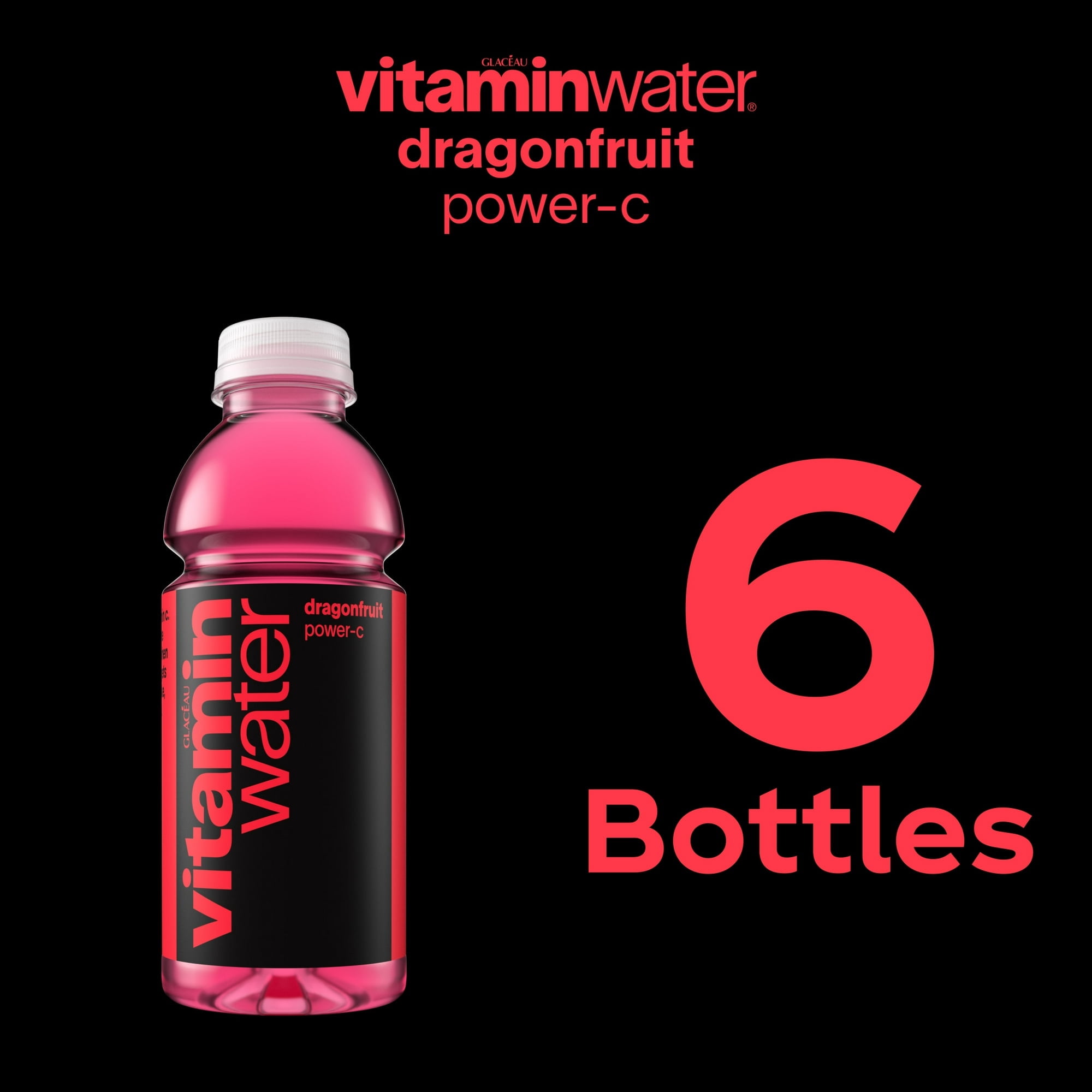 vitaminwater Power-C Dragonfruit Flavored Water Beverage, 16.9 fl oz, 6 Pack Bottles