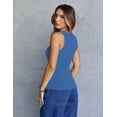 thumbnail image 5 of Merokeety Womens Tank Tops Casual Sleeveless Square Neck Ribbed Knit Cami Top Blue l, 5 of 5