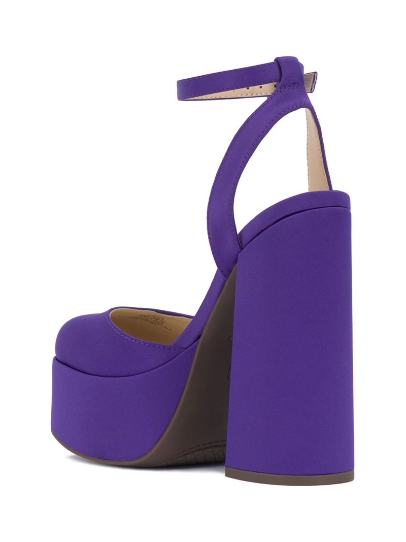 Jessica Simpson Skilla Purple Satin Platform Pump Buckle Strap