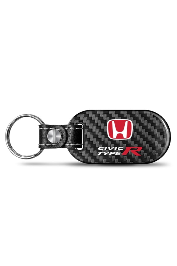 Honda Red Logo Civic Type-R 100% Real Black Carbon Fiber Tag Style Key Chain