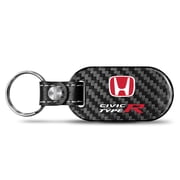 Honda Red Logo Civic Type-R 100% Real Black Carbon Fiber Tag Style Key Chain