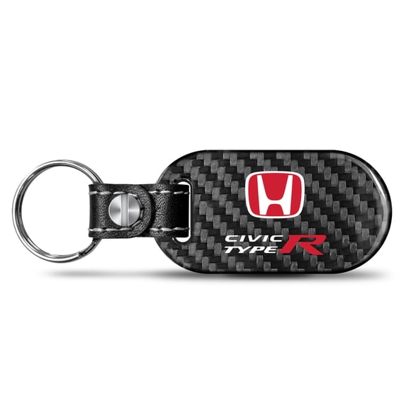 Honda Red Logo Civic Type-R 100% Real Black Carbon Fiber Tag Style Key Chain