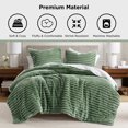 thumbnail image 4 of Regency Heights King/Cal King Fluffy Ribbed Plush Comforter Set 3-Piece Bedding Set Green, 4 of 9