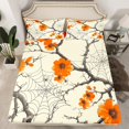 thumbnail image 2 of Manfei Rustic Floral Twin Sheet Set,Halloween Spider Web,Orange Beige,3-Piece Luxury, 2 of 7