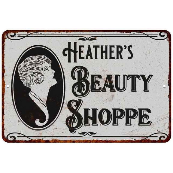 Heather's Beauty Shoppe Chic Sign Vintage Decor 8x12 Metal Sign 208120021056