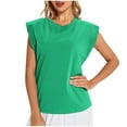 thumbnail image 3 of THDHVS Womens T Shirts,Sleeveless Round Neck Shell Solid Color Serving Fashion Layering Piece Under Blazers and Lightweight Jackets,Casual Tops for Women, 3 of 5