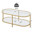 thumbnail image 4 of Alden Design Two-layer Modern Oval Glass Coffee Table for Living Room, Gold, 4 of 11