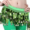 thumbnail image 5 of Multi Color Chiffon Belly Dance Hip Wrap Scarf Coin Sequin Waistband Skirt, 5 of 9