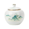 thumbnail image 1 of Porcelain Tea Canister for Loose Tea Storage Container Decorative Ceramic Flower Mountains, 1 of 9