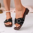 thumbnail image 6 of Domuza Women’s Comfortable Studded Clog Mules, Adjustable Buckle Beige Sandals with Wood-Grain Heel for All-Day Summer Wear and Outdoor Activities Black 8.5（EU-41）, 6 of 9