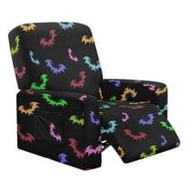 FOR U DESIGNS Colorful Bat Pattern Recliner Chair Covers Stretch Lazy Boy Recliner Covers Protector with Armrest, Reusable Reclining Slipcovers with Storage Pocket