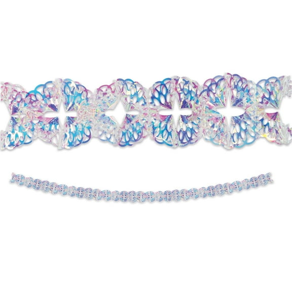Beistle Set of 6 Multi Colored Hanging Iridescent Sparkling  Garland 12'