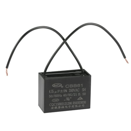 

Uxcell 4.75uF 350V AC 2 Wires CBB61 Ceiling Fan Capacitor 1 Pack