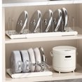 thumbnail image 4 of Riousery Pots and Pans Organizer Expandable Cookware Rack Adjustable Pan Organizer for Kitchen White, 4 of 9