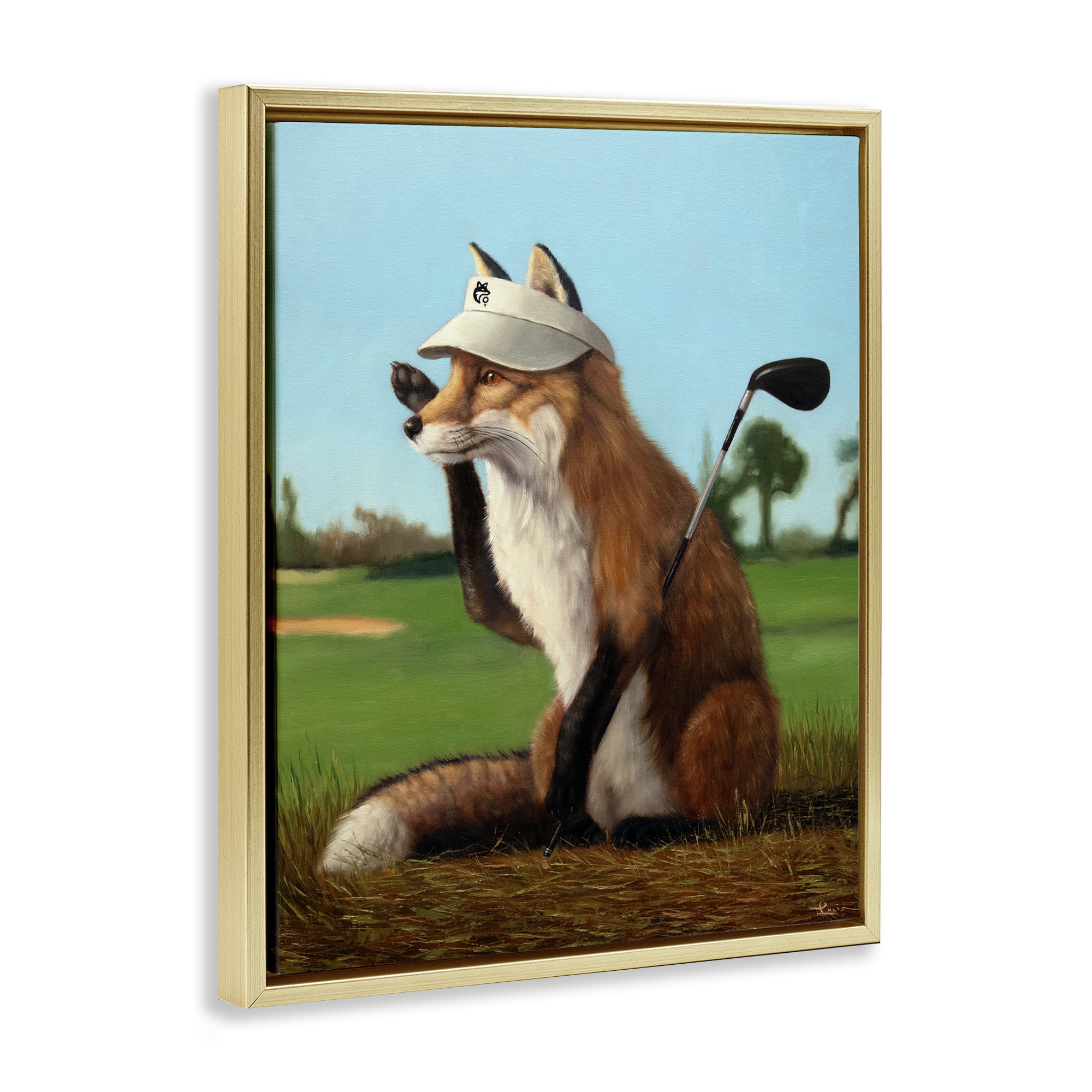 Stupell Industries Fox Drive Golfer Gold Framed Floater Canvas Wall Art, design by Lucia Heffernan